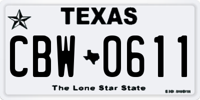 TX license plate CBW0611