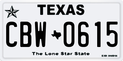 TX license plate CBW0615
