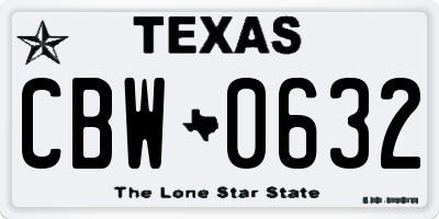 TX license plate CBW0632