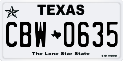 TX license plate CBW0635