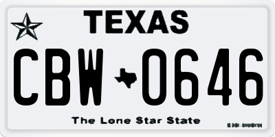 TX license plate CBW0646