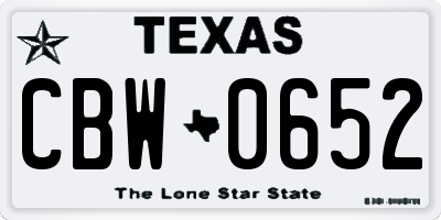 TX license plate CBW0652