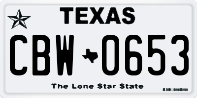 TX license plate CBW0653