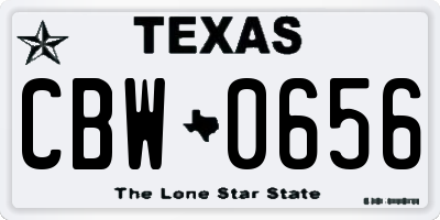 TX license plate CBW0656