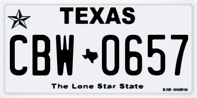 TX license plate CBW0657