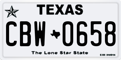 TX license plate CBW0658