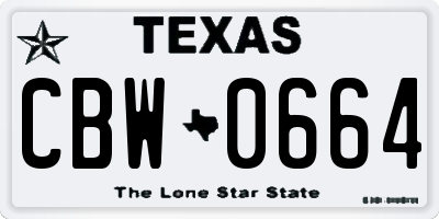 TX license plate CBW0664