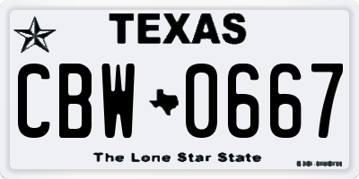 TX license plate CBW0667