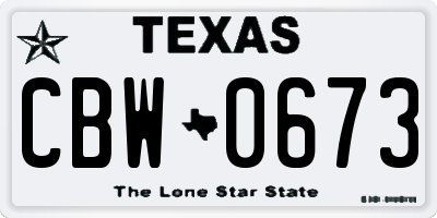 TX license plate CBW0673