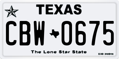 TX license plate CBW0675