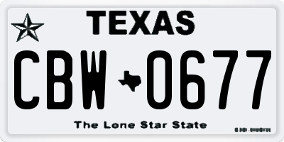 TX license plate CBW0677