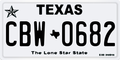 TX license plate CBW0682