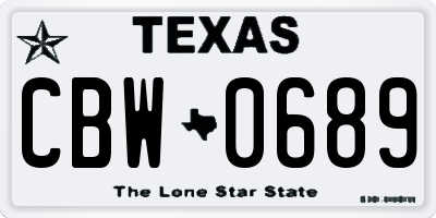 TX license plate CBW0689