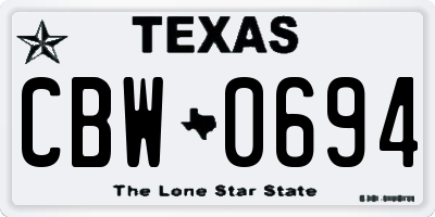 TX license plate CBW0694