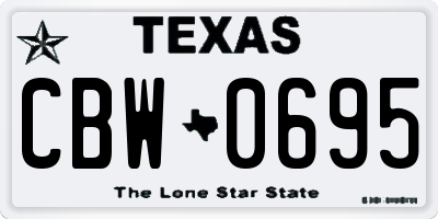 TX license plate CBW0695