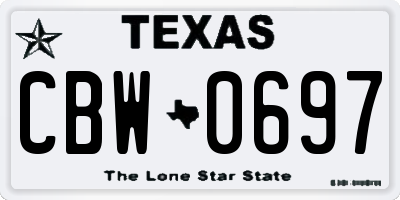 TX license plate CBW0697