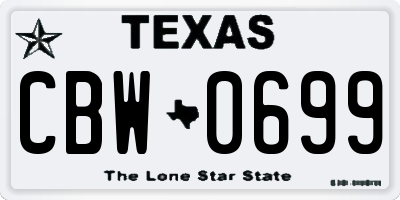 TX license plate CBW0699