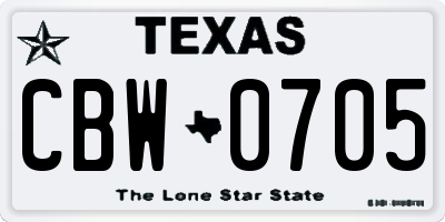 TX license plate CBW0705