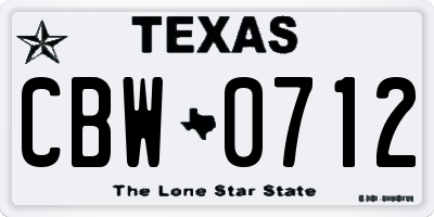 TX license plate CBW0712