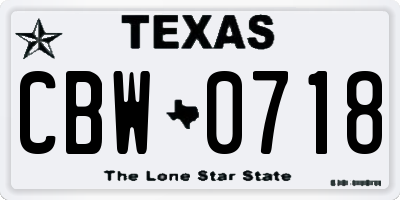 TX license plate CBW0718