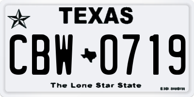 TX license plate CBW0719