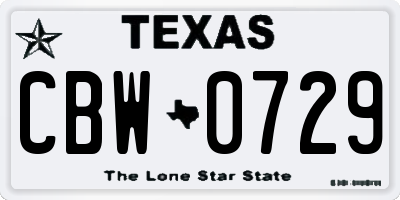 TX license plate CBW0729