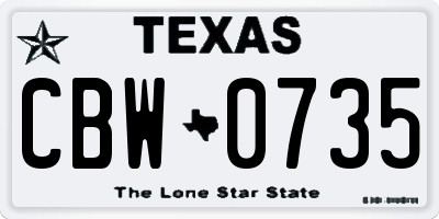 TX license plate CBW0735