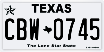 TX license plate CBW0745
