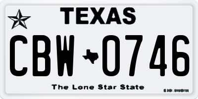 TX license plate CBW0746