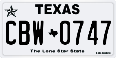 TX license plate CBW0747