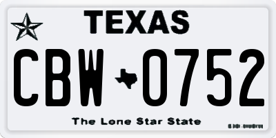 TX license plate CBW0752