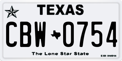 TX license plate CBW0754