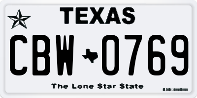 TX license plate CBW0769