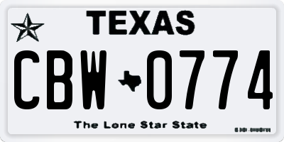 TX license plate CBW0774