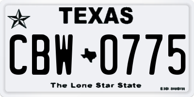 TX license plate CBW0775