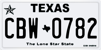 TX license plate CBW0782