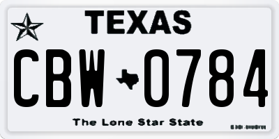 TX license plate CBW0784