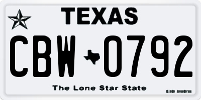 TX license plate CBW0792