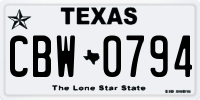TX license plate CBW0794