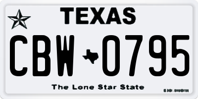 TX license plate CBW0795