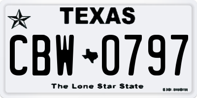 TX license plate CBW0797