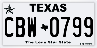 TX license plate CBW0799
