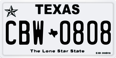 TX license plate CBW0808