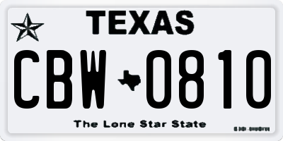 TX license plate CBW0810