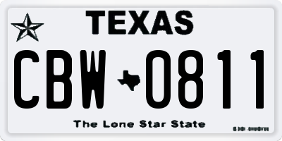 TX license plate CBW0811