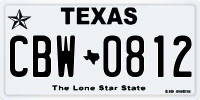 TX license plate CBW0812