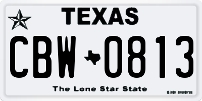 TX license plate CBW0813