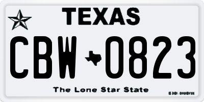 TX license plate CBW0823