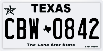 TX license plate CBW0842