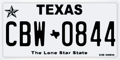 TX license plate CBW0844